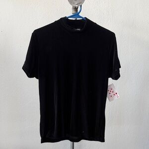Vintage Y2K Velour Black Shirt Size Large